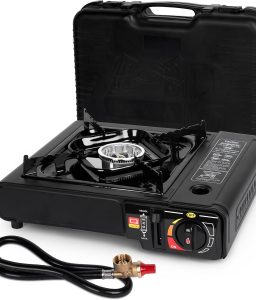 SHINESTAR Dual Fuel Stove with Butane & Propane Compatibility, Portable Camping Stove for Outdoor Cooking, Propane Adapter Hose and Carrying Case Included, 7800 BTUs Output